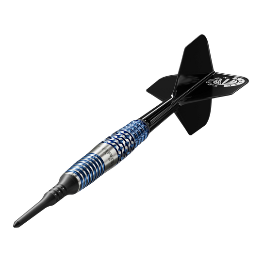 Měkké šipky Target Japan Toru Suzuki Sereno GEN2 - 20g Dies ist ein Softdart mit einem schwarzen Flight und einem silber-blauen Barrel. Es handelt sich um das Modell "Target Japan Toru Suzuki Sereno GEN2 Softdarts - 20g".