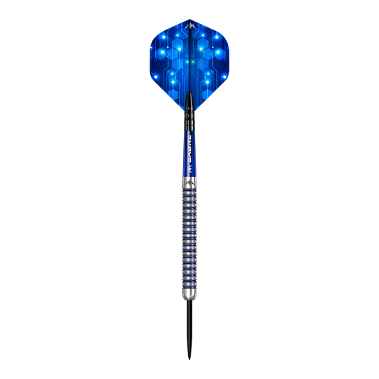 Ocelové šipky Mission ION Blue Silver Das Bild zeigt die Mission ION Blue Silver Steeldarts. Die Darts sind in Blau und Silber gehalten.