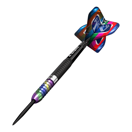 Mise Matt Edgar Steeldarts Dieses Bild zeigt einen Mission Matt Edgar Steeldart. Der Dartpfeil hat einen bunten Schaft und eine auffällige, farbenfrohe Flight.
