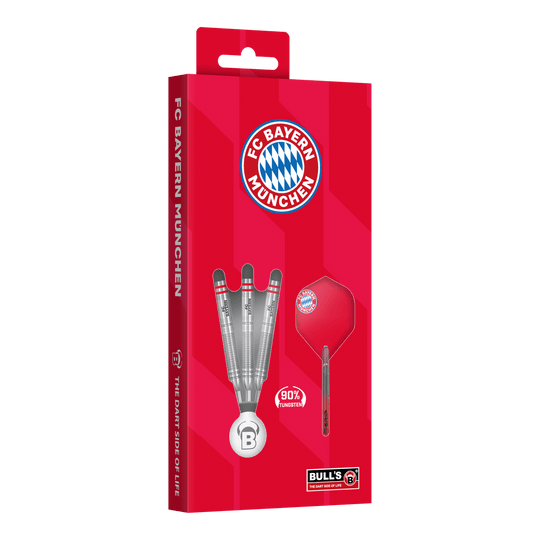 Bulls FC Bayern Mnichov Tungsten Steel Šipky Das Bild zeigt die Bulls FC Bayern München Tungsten Steeldarts. Diese Steeldarts sind für Liebhaber des Vereins gedacht.
