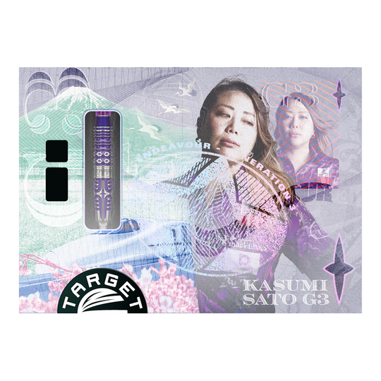 Šipky Target Japan Endeavour Kasumi Sato GEN3 Swiss Point Steeldarts Target Japan Endeavour Kasumi Sato GEN3 Swiss Point Steeldarts werden gezeigt. Das Bild präsentiert ein Detail dieses hochwertigen Dart-Produkts.