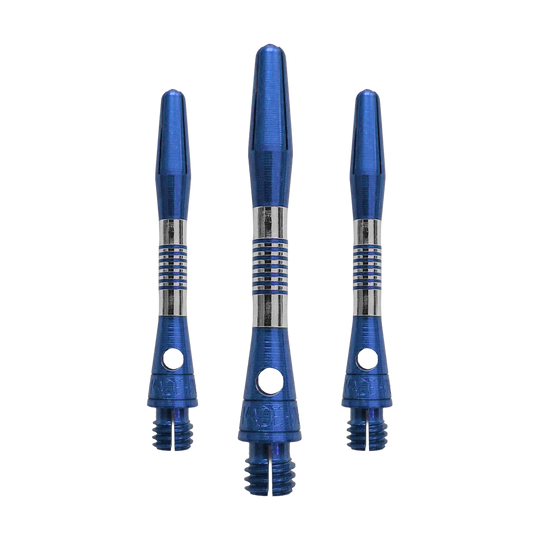 Hliníkové šachty Bulls NL Cetra - modré Dieses Bild zeigt blaue BullsNL Cetra Aluminium Shafts mit einer Länge von 34 mm. Es handelt sich um ein Set für Dartpfeile.