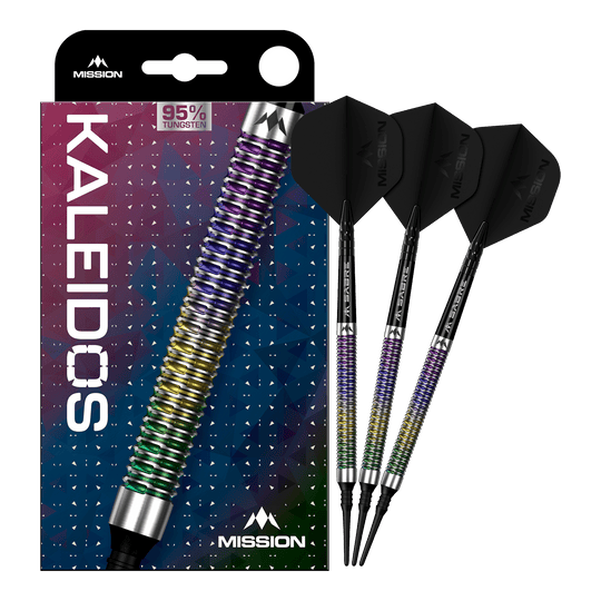 Mission Kaleidos Softdarts - 19g ist auf dem Bild zu sehen. Der Softdart ist vollständig abgebildet.