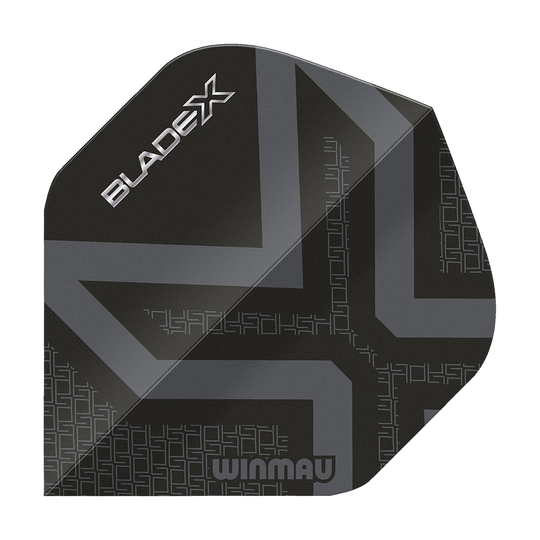 Letky Winmau Prism Delta Blade X metalická černá č. 2 Dies ist ein Winmau Prism Delta Blade X Metallic Black No2 Standard Flights. Man sieht ein hochwertiges Dartflugblatt in schwarzem Metall-Look.