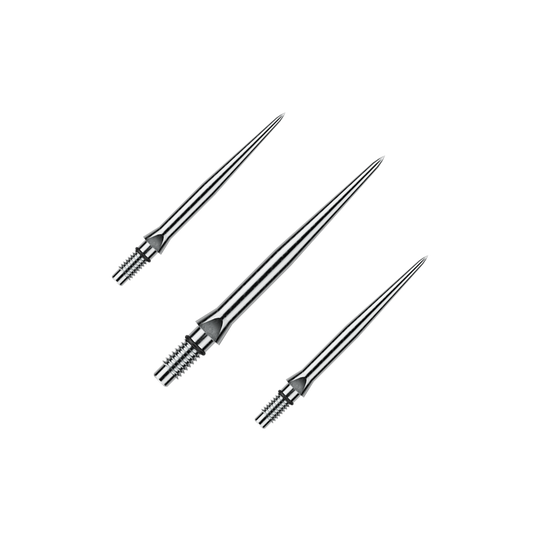 Špičky šipek Winmau Switch Point Smooth z oceli - stříbrný efekt Abgebildet ist ein Set von glatten silbernen Steeldartspitzen. Diese Spitzen sind vermutlich 26 mm lang.