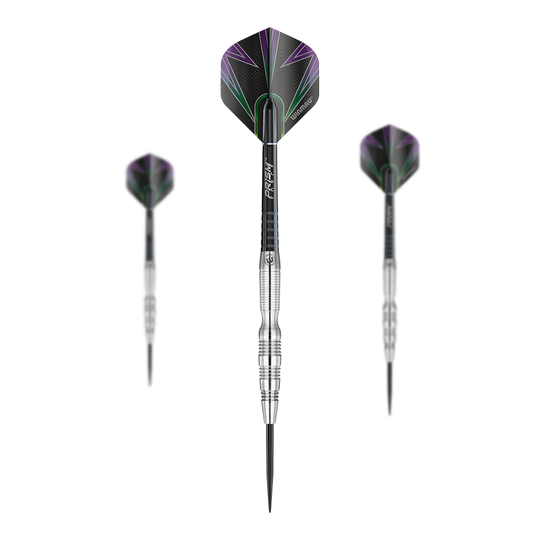 Šipky Winmau Simon Whitlock 90% wolframová ocel Winmau Simon Whitlock 90% Tungsten Steeldarts. Die Oberflächenstruktur ist detailliert sichtbar.
