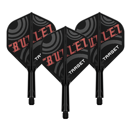 Systém standardní letky Target K-Flex Stephen Bunting No2 Bild zeigt ein Dart-Flight Set mit der Bezeichnung 'Target K-Flex Stephen Bunting No2 Standard Flights 19mm 1Set'. Es ist ein Zubehör für Dartscheiben und Spieler.