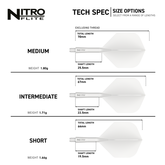 Red Dragon Nitroflite White Shaft White Flights No.2 Das Bild zeigt die Red Dragon Nitroflite White Shaft White Flights No2. Es handelt sich um weiße Dartflights mit weißem Schaft.