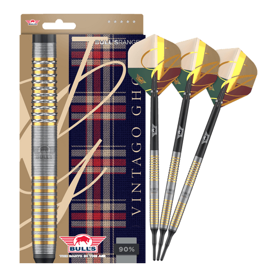 Das Bild zeigt die Bulls NL Vintago Ghost Softdarts - 20g in voller Ansicht. Die Softdarts sind für Freizeit- und Profispieler geeignet.