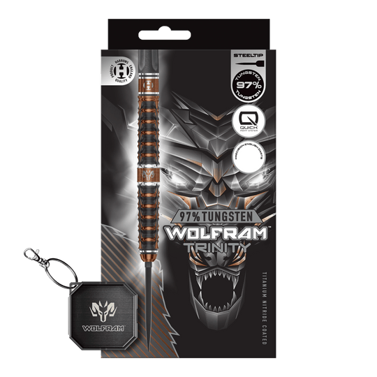 Harrows Tungsten Trinity Quick Point ocelové šipky Zu sehen sind die Harrows Wolfram Trinity Quick Point Steeldarts. Sie eignen sich ideal für professionelle Dartspieler.