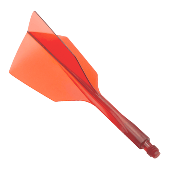 Letový systém Condor Ax 120, čirý červený - úzký Das Bild zeigt ein rotes Dartflight-System mit schmalem Design. Es handelt sich um das Produkt "Condor Axe 120 Flight-System Clear Red - Narrow".