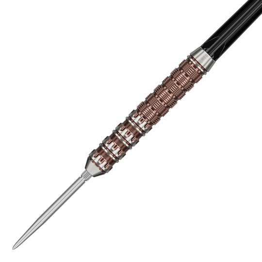 Hier sind die Target Japan Prime Series George Nishitani Raptor GEN6 Swiss Point Steeldarts zu sehen. Die Darts haben ein modernes Design.