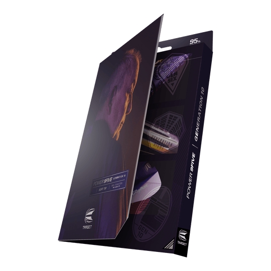 Měkké šipky Target Phil Taylor Power 9Five GEN10 Die Abbildung zeigt die Verpackung der "Target Phil Taylor Power 9Five GEN10 Softdarts". Auf der Vorderseite ist ein Porträtfoto sowie der Produktname zu sehen.