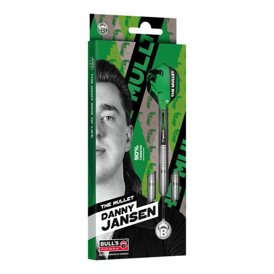 Ocelové šipky Bulls Danny Jansen G2 Das Produkt Bulls Danny Jansen G2 Steeldarts wird gezeigt. Das Bild veranschaulicht die Bauweise und Details des Steeldarts.
