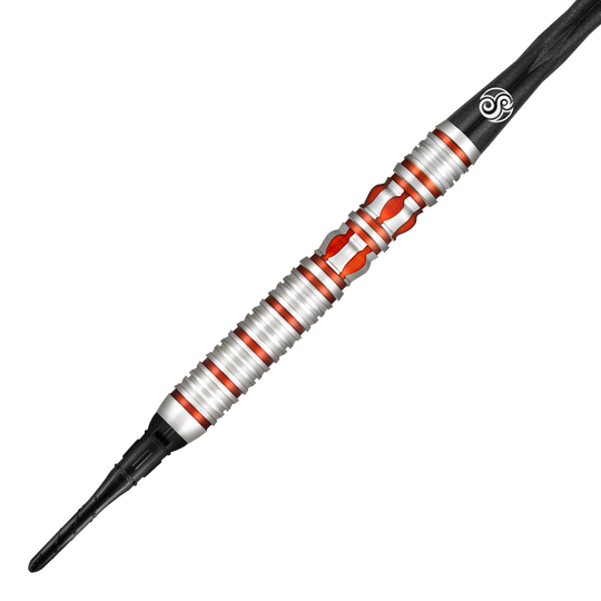 Šipky Juno s měkkými motivy z římské říše Das Bild zeigt einen Shot Roman Empire Juno Softdart. Der Dartpfeil ist silbern mit roten Akzenten und hat ein modernes, gerilltes Design.