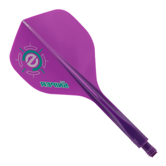 Systém letu pušky Condor Ax 120 Connor Scutt Sniper Purple - standardní Das Bild zeigt ein lila Dart-Flightsystem mit der Aufschrift "Sniper". Es handelt sich um das Modell "Condor Axe 120 Connor Scutt Sniper Purple Flight-System - Standard".