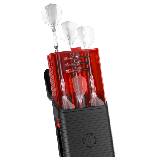 Dieses Bild zeigt ein weiteres rotes Dartcase von Harrows. Es gehört zur Serie Vault Dartcase Rot.