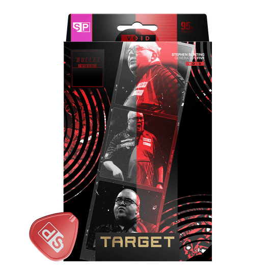 Šipky Target Stephen Bunting GEN5 Void Swiss Point Steel Zu sehen sind die Target Stephen Bunting GEN5 Void Swiss Point Steeldarts. Die Darts überzeugen durch ihr markantes Design und ihre gute Griffigkeit.