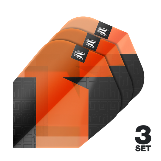 Standardní letky Target Pro Ultra TAG Orange Ten-X - 3 sady Das Bild zeigt drei Sätze der Target Pro Ultra TAG Orange Ten-X Standard Flights. Die Flights sind in Orange und Schwarz gehalten und besitzen ein markantes Design.