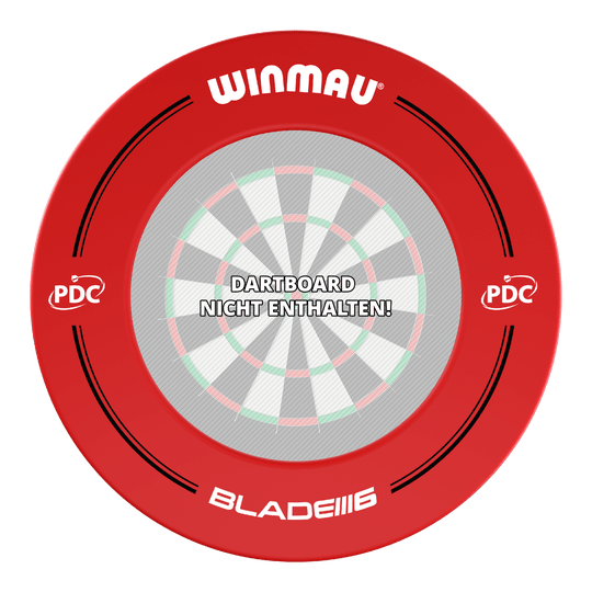 Kryt terče Winmau PDC - červený Das Bild zeigt einen roten Winmau PDC Dartboard Surround. In der Mitte steht: "Dartboard nicht enthalten!"