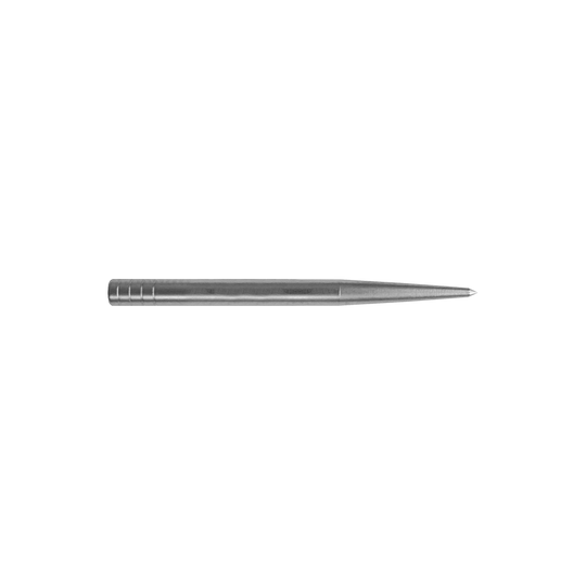 Špičky šipek Condor Beak Point bez výřezu Das Bild zeigt eine silberne Dartspitze, die lang und schmal ist. Sie hat keine zusätzlichen Schnitte und misst 32 mm in der Länge.