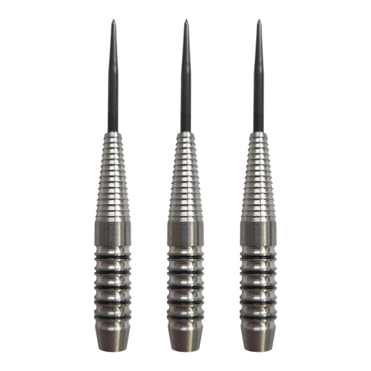 Ocelové hlavice na šipky McDart Black Ring Shark - 24g Abgebildet ist das Produkt McDart Black Ring Shark Steeldart-Barrels - 24g. Das Bild zeigt Dart-Barrels mit schwarzem Ringmuster.