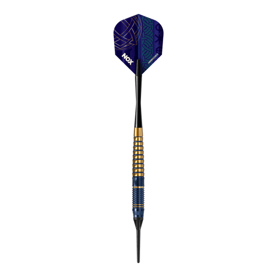 Šipky Harrows Nox Premium Brass měkké Harrows Nox Premium Brass Softdarts. Gezeigt wird ein Softdart-Set aus der Nox Premium Brass Serie von Harrows.