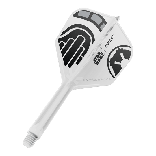 Letky Target Star Wars K-Flex Stormtrooper č. 6 Ein Dart-Flight aus der Star Wars KFlex Stormtrooper No6 Serie ist auf dem Bild. Der Flight ist intermediate und misst 26 mm.
