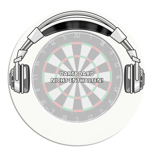 Stereo prostorový prostor pro terč na šipky McDart Die Abbildung zeigt ein Dartboard-Surround in Weiß. Es wird genutzt, um Schäden rund um das Dartboard zu vermeiden.