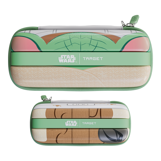 Das Bild zeigt das Target Star Wars Boa Dartcase - Grogu. Dies ist ein spezielles Dartcase mit einem Grogu-Motiv aus Star Wars.