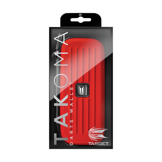 125821_Target_Takoma_Dartwallet_Rot_3 Das Bild zeigt ein Produkt namens "Target Takoma Dartwallet" in einer Verpackung. Das Etui ist rot und für die Aufbewahrung von Dartzubehör gedacht.
