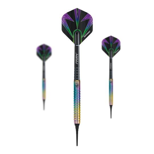 Šipky Winmau Foxfire Urban Soft - 20g Das Produkt Winmau Foxfire Urban Softdarts - 20g ist als Set abgebildet. Es handelt sich um mehrere Softdarts.