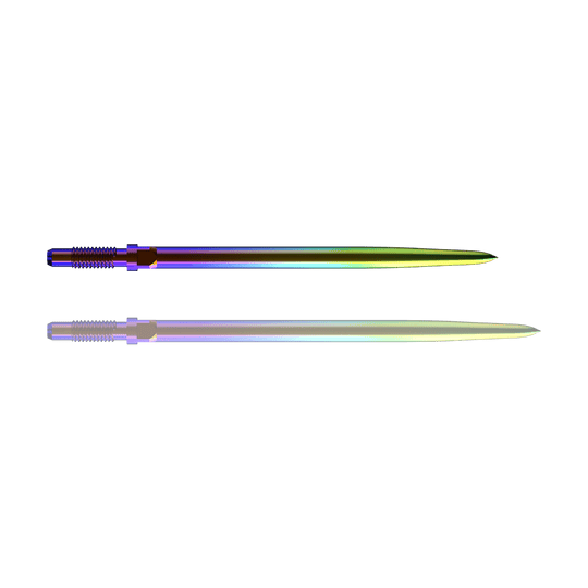 Špičky šipek Bulls NL Convertible Point - hladké - duhové Ein Bild mit dem Dateinamen BU57716_BullsNL_Convertible_Points_Smooth_Rainbow_36mm_1. Es zeigt vermutlich einen Dartspitzen-Artikel in Regenbogenfarben.