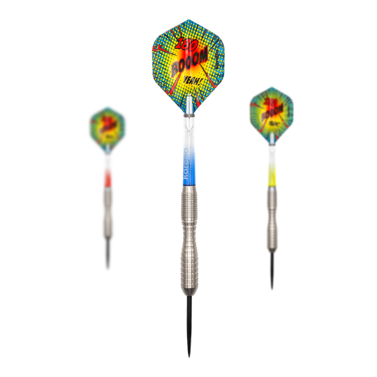 Ocelové šipky Karella Comic Line CL-3 - 24g Dieses Bild zeigt ein Set der Karella Comic Line CL-3 Steeldarts mit 24 Gramm Gewicht. Das Set eignet sich ideal für Präzisionswürfe.