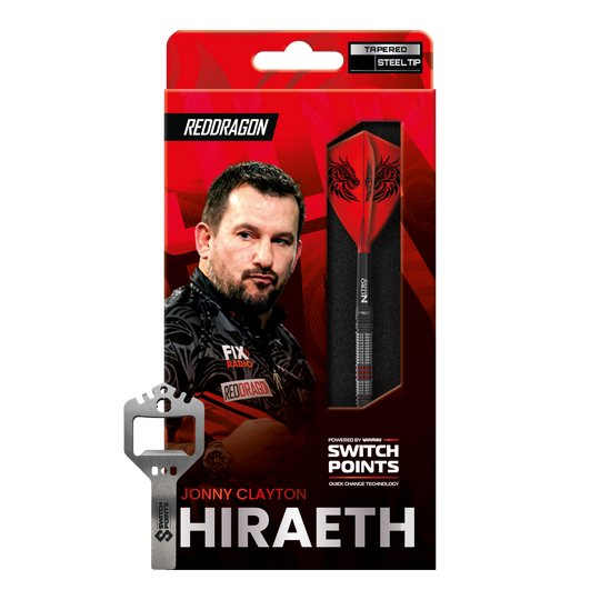 Šipky Red Dragon Jonny Clayton Hireath Switch Point ocelové Red Dragon Jonny Clayton Hireath Switch Point Steeldarts sind abgebildet. Die Darts zeichnen sich durch ihr elegantes Design und hochwertige Verarbeitung aus.