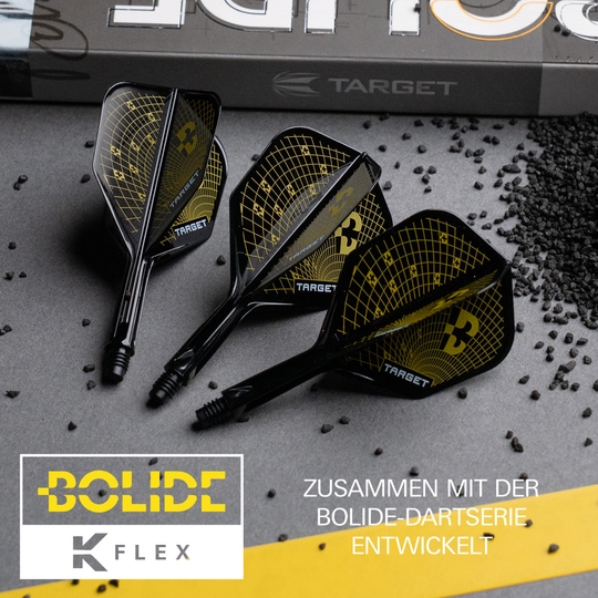 Letky Target K-Flex Bolide č. 6 Das Bild zeigt die Target K-Flex Bolide No6 Flights. Diese Flights sind für alle Dartspieler geeignet.