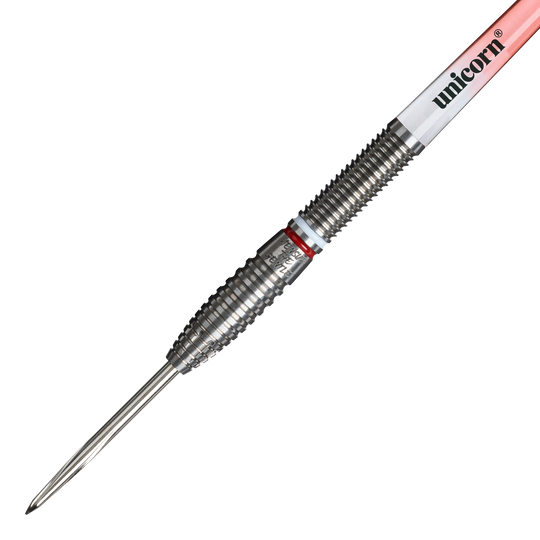Unicorn Mensur Suljovic The Gentle Steeldarts - 23g ist auf diesem Bild zu sehen. Es handelt sich um professionelle Steeldarts mit einem Gewicht von 23 Gramm.