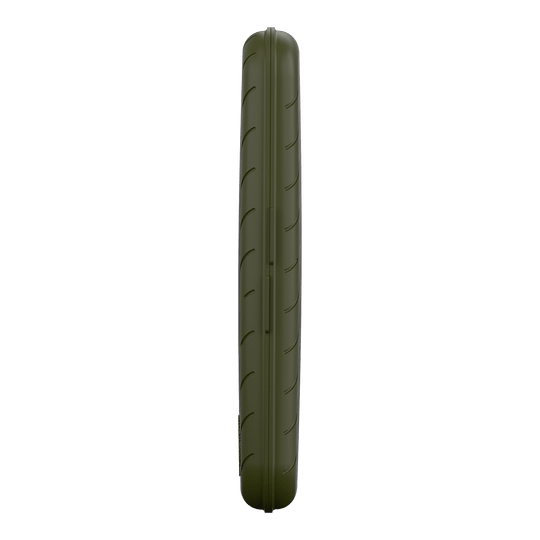 Pouzdro na šipky Harrows Slimcase Auf dem Bild ist ein schlankes, grünes Etui von der Seite zu sehen. Das Etui hat eine glatte Oberfläche mit leichten Rillen.