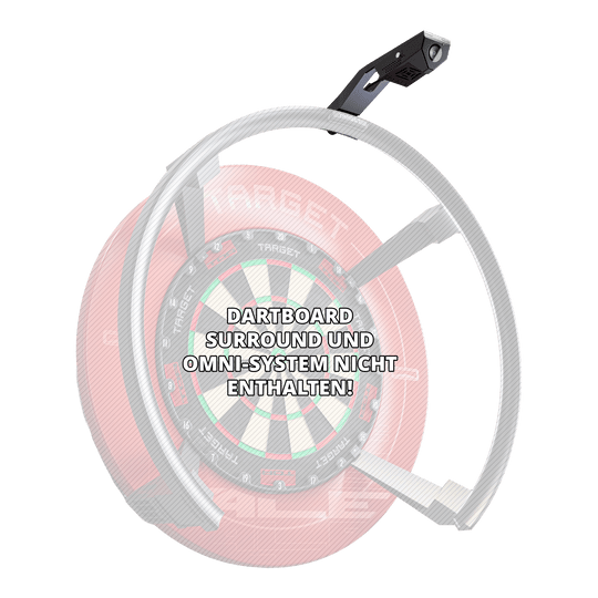 Abgebildet ist der Target OMNI VIRT Kamera Arm. Der Kamera Arm bietet eine flexible Verwendung für Kameras im Dartsport.