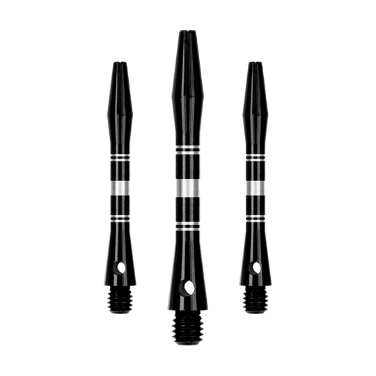Hliníkové hřídele s kroužky - černo-stříbrné Dieses Bild zeigt ein Set von Aluminium Shafts in Schwarz und Silber. Mehrere Komponenten des Sets sind sichtbar dargestellt.