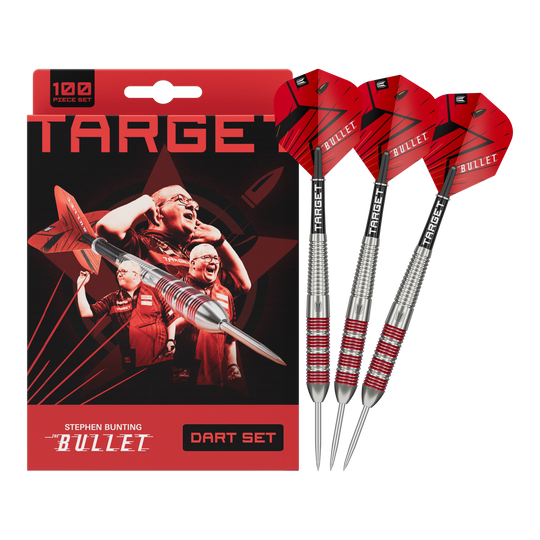 Sada šípů Target Stephen Bunting Bullet, 100 kusů, mosazné ocelové šipky - 22g