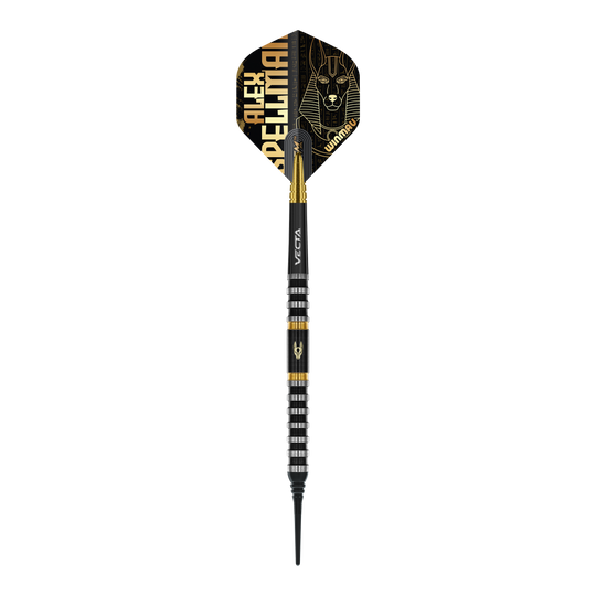 Zu sehen sind die Winmau Alex Spellman Softdarts mit einem Gewicht von 20 Gramm. Die Dartpfeile sind robust und liegen gut in der Hand.