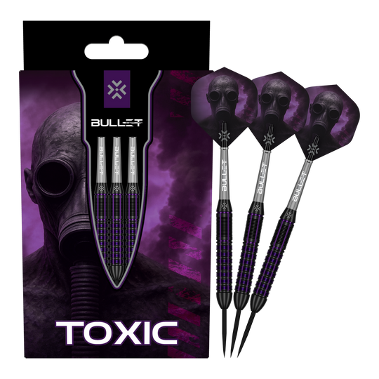 Šipky Bullet Toxic Brass Steel - 23g Abgebildet ist das Produkt Bullet Toxic Brass Steeldarts - 23g. Es handelt sich um einen Steeldart-Pfeil aus Messing.