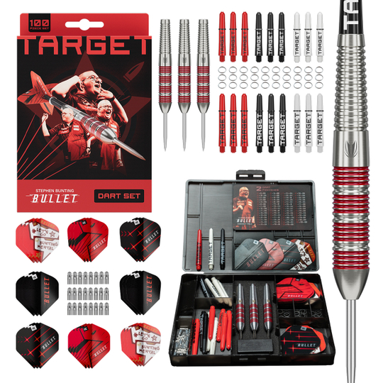 Sada šípů Target Stephen Bunting Bullet, 100 kusů, mosazné ocelové šipky - 22g