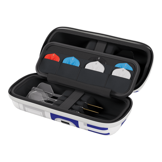 Pouzdro na šipky Target Star Wars Boa – R2D2 Das Bild zeigt das Target Star Wars Boa Dartcase im R2D2-Design. Das Dartcase ist für Fans von Star Wars und Dartspielern gedacht.