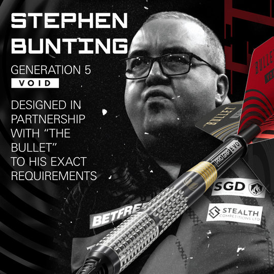 Šipky Target Stephen Bunting GEN5 Void Soft - 18g Das Foto zeigt die Target Stephen Bunting GEN5 Void Softdarts - 18g. Diese Softdarts überzeugen durch ihr einzigartiges Design und ihre Qualität.