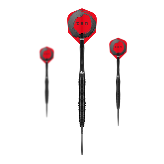 Steeldarts Shot ZEN Scallop Turbo Point - 23g Abgebildet ist ein Set der Shot ZEN Scallop Turbo Point Steeldarts - 23g. Das Set eignet sich ideal für ambitionierte Dartspieler.