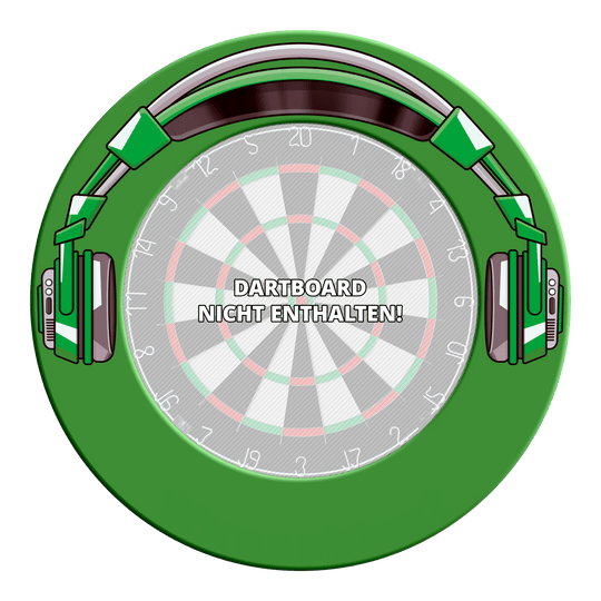Stereo prostorový prostor pro terč na šipky McDart Zu sehen ist das MSF-J5 McDart Stereo Dartboard Surround in Grün. Diese Ansicht zeigt das Dartboard-Surround aus einer anderen Perspektive.