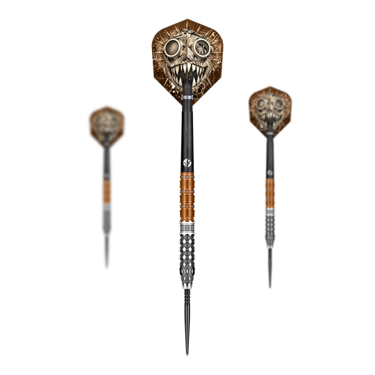 Ocelové šipky Shot Gnarly Gnasha Turbo Point - 23g Das Bild zeigt ein Set der Shot Gnarly Gnasha Turbo Point Steeldarts mit 23g. Die Steeldarts sind für ambitionierte Spieler geeignet.