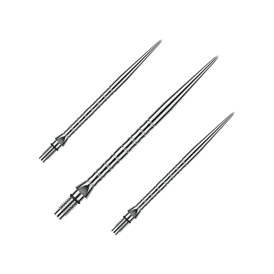 Ocelové hroty šipek Winmau Switch Point Wave - stříbrný efekt Das Bild zeigt Steeldartspitzen mit silbernem Effekt, wahrscheinlich 40 mm lang. Die Dartspitzen sind für das Spiel mit Steeldarts bestimmt.